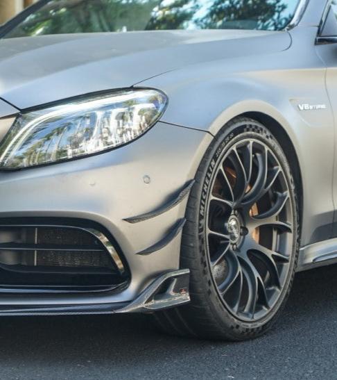 Mercedes Benz C-Class C63S C63 AMG W205 Coupe Convertible 2015 2016 2017 2018 2019 2020 2021 2022 2023 (suitable for both pre-facelift and facelift) with Aftermarket Parts - AE Front Canards Carbon Fiber from?ArmorExtend