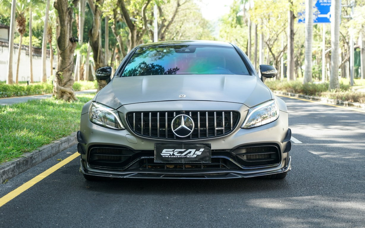 Mercedes Benz C-Class C63S C63 AMG W205 Coupe Convertible 2015 2016 2017 2018 2019 2020 2021 2022 2023 (suitable for both pre-facelift and facelift) with Aftermarket Parts - AE Front Canards Carbon Fiber from ArmorExtend