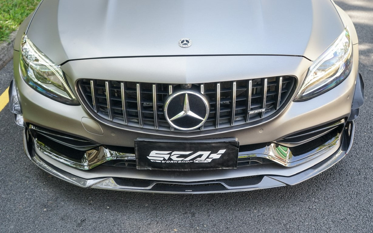 Mercedes Benz C-Class C63S C63 AMG W205 Coupe Convertible 2015 2016 2017 2018 2019 2020 2021 2022 2023 (suitable for both pre-facelift and facelift) with Aftermarket Parts - AE Front Lip Carbon Fiber from?ArmorExtend