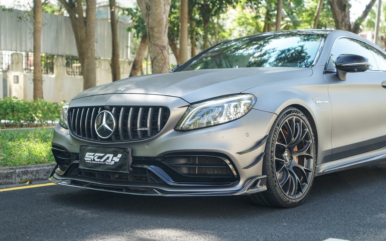 Mercedes Benz C-Class C63S C63 AMG W205 Coupe Convertible 2015 2016 2017 2018 2019 2020 2021 2022 2023 (suitable for both pre-facelift and facelift) with Aftermarket Parts - AE Front Lip Carbon Fiber from?ArmorExtend