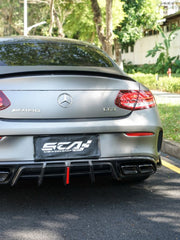 Mercedes Benz C-Class C63S C63 AMG W205 Coupe Convertible 2015 2016 2017 2018 2019 2020 2021 2022 2023 (suitable for both pre-facelift and facelift. Pre-facelift requires exhaust tips from facelifted version) & C-Class C63S C63 AMG W205 Coupe Convertible 2015 2016 2017 2018 2019 2020 2021 2022 2023 (suitable for both pre-facelift and facelift) with Aftermarket Parts - AE Rear Diffuser & Canards Carbon Fiber?from ArmorExtend 
