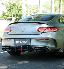 Mercedes Benz C-Class C63S C63 AMG W205 Coupe Convertible 2015 2016 2017 2018 2019 2020 2021 2022 2023 (suitable for both pre-facelift and facelift. Pre-facelift requires exhaust tips from facelifted version) & C-Class C63S C63 AMG W205 Coupe Convertible 2015 2016 2017 2018 2019 2020 2021 2022 2023 (suitable for both pre-facelift and facelift) with Aftermarket Parts - AE Rear Diffuser & Canards Carbon Fiber?from ArmorExtend 
