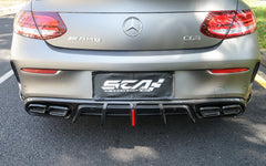 Mercedes Benz C-Class C63S C63 AMG W205 Coupe Convertible 2015 2016 2017 2018 2019 2020 2021 2022 2023 (suitable for both pre-facelift and facelift. Pre-facelift requires exhaust tips from facelifted version) & C-Class C63S C63 AMG W205 Coupe Convertible 2015 2016 2017 2018 2019 2020 2021 2022 2023 (suitable for both pre-facelift and facelift) with Aftermarket Parts - AE Rear Diffuser & Canards Carbon Fiber?from ArmorExtend 

