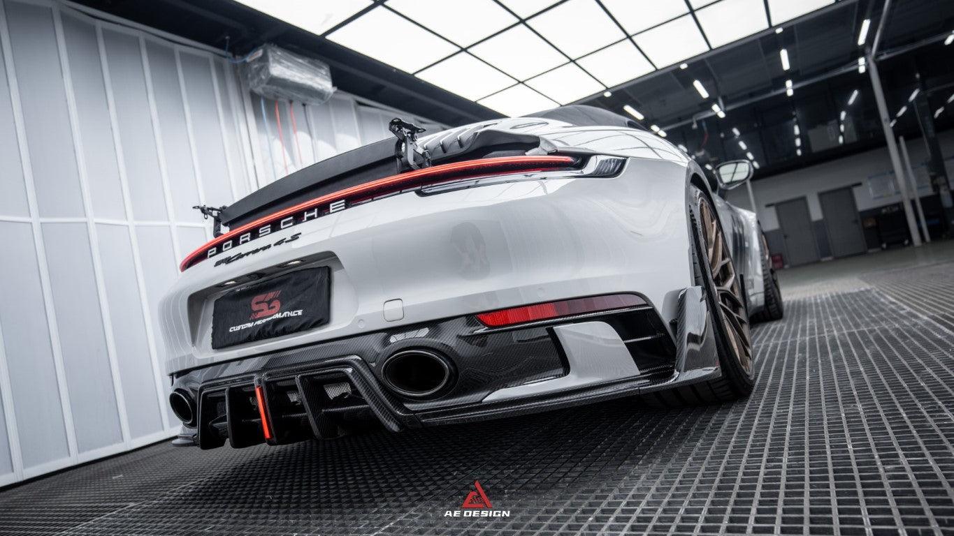 Porsche 911 992 Carrera/4/S/4S (Fits Aero Kit / Sport Package Only）2020-ON with Aftermarket Parts-ART Style Carbon Fiber Rear Diffuser  Canards from Armorextend