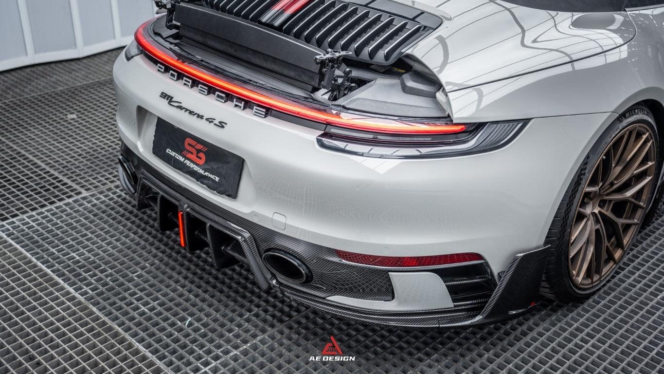 Porsche 911 992 Carrera/4/S/4S (Fits Aero Kit / Sport Package Only)2020-ON with Aftermarket Parts-ART Style Carbon Fiber Rear Diffuser  Canards from Armorextend