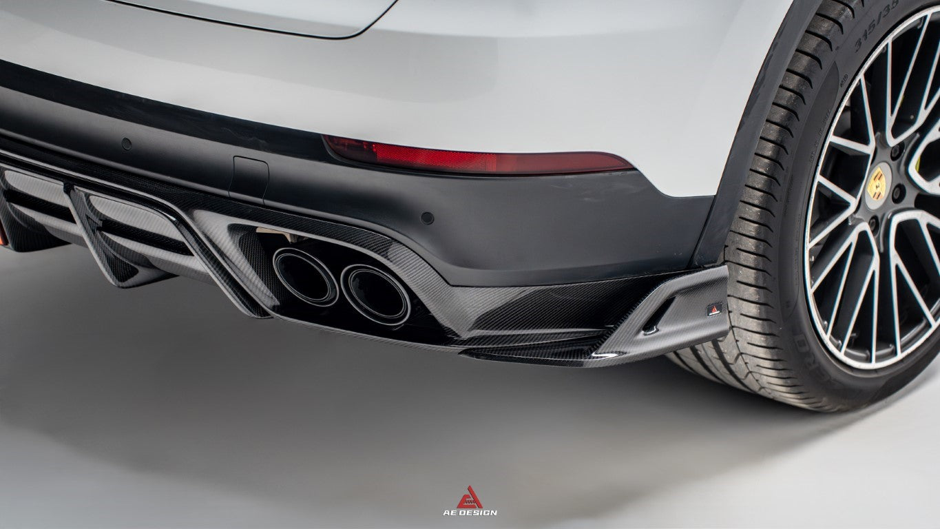Porsche Cayenne Coupe 9Y0 9Y0.1 9Y0.2 9Y3 9Y3.1 9Y3.2 Base/S/Turbo/E-Hybrid 2019 2020 2021 2022 2023 2024?with Aftermarket Parts - AE Rear Diffuser & Rear Canards?Carbon Fiber from ArmorExtend