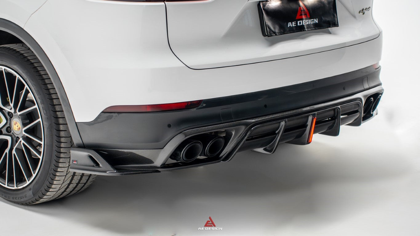 Porsche Cayenne Coupe 9Y0 9Y0.1 9Y0.2 9Y3 9Y3.1 9Y3.2 Base/S/Turbo/E-Hybrid 2019 2020 2021 2022 2023 2024?with Aftermarket Parts - AE Rear Diffuser & Rear Canards?Carbon Fiber from ArmorExtend