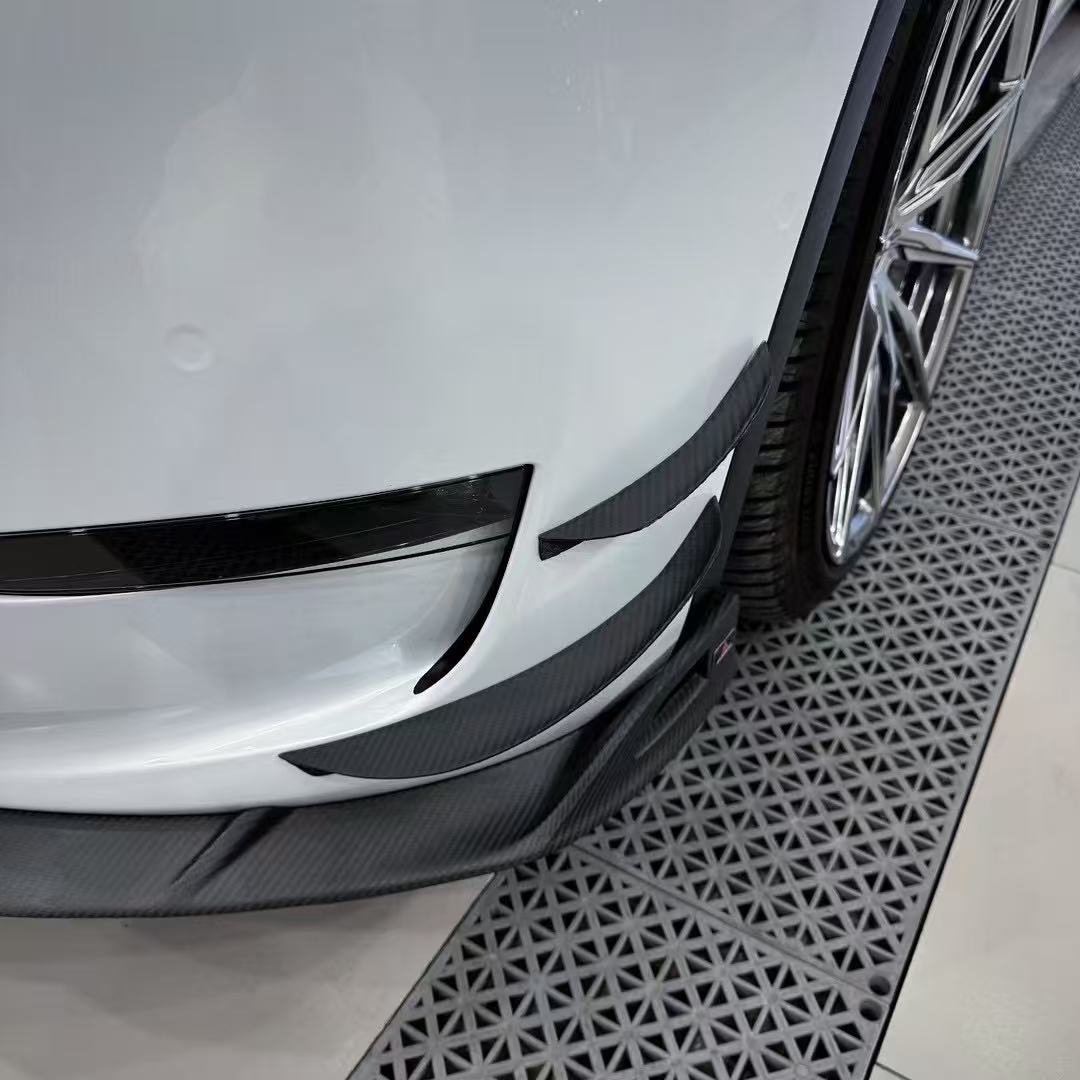 Tesla Model Y 2020 2021 2022 2023 2024 2025 with Aftermarket Parts - AE Style Front Canards Carbon Fiber from ArmorExtend