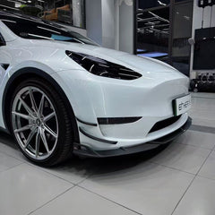 Tesla Model Y 2020 2021 2022 2023 2024 2025 with Aftermarket Parts - AE Style Front Canards Carbon Fiber from ArmorExtend