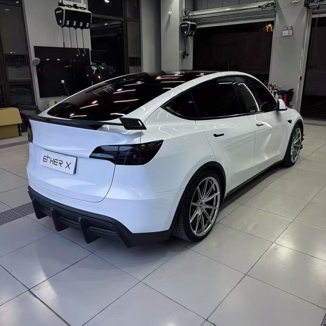 Tesla Model Y 2020 2021 2022 2023 2024 with Aftermarket Parts - AE Style Rear Diffuser Carbon Fiber?from??ArmorExtend