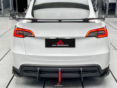 Tesla Model Y 2020 2021 2022 2023 2024 with Aftermarket Parts - AE Style Rear Diffuser Carbon Fiber from  ArmorExtend