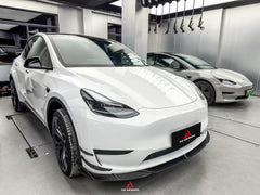 Tesla Model Y 2020 2021 2022 2023 2024 2025 with Aftermarket Parts - AE Style Front Lip Carbon Fiber from ArmorExtend