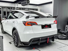 Your Tesla Model Y 2020 2021 2022 2023 2024 with Aftermarket Parts - AE Style Rear Diffuser Carbon Fiber?from??ArmorExtend