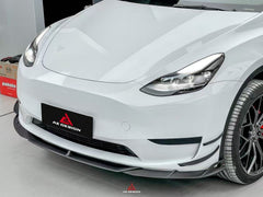 Tesla Model Y 2020 2021 2022 2023 2024 2025 with Aftermarket Parts - AE Style Front Lip Carbon Fiber from ArmorExtend