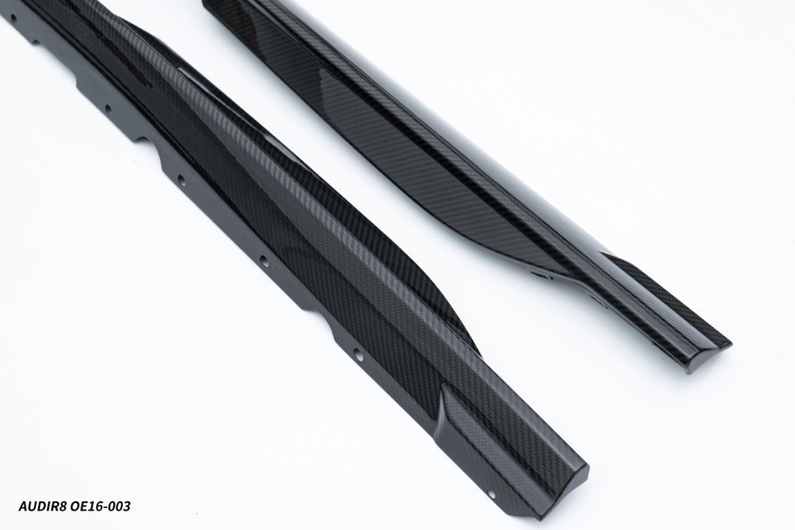 Audi R8 Gen 2 2016 2017 2018 2019 2020 2021 2022 2023 with Aftermarket Parts - Facelift Style Side Skirts Extensions Pre-preg Carbon Fiber / PP from Aero Republic