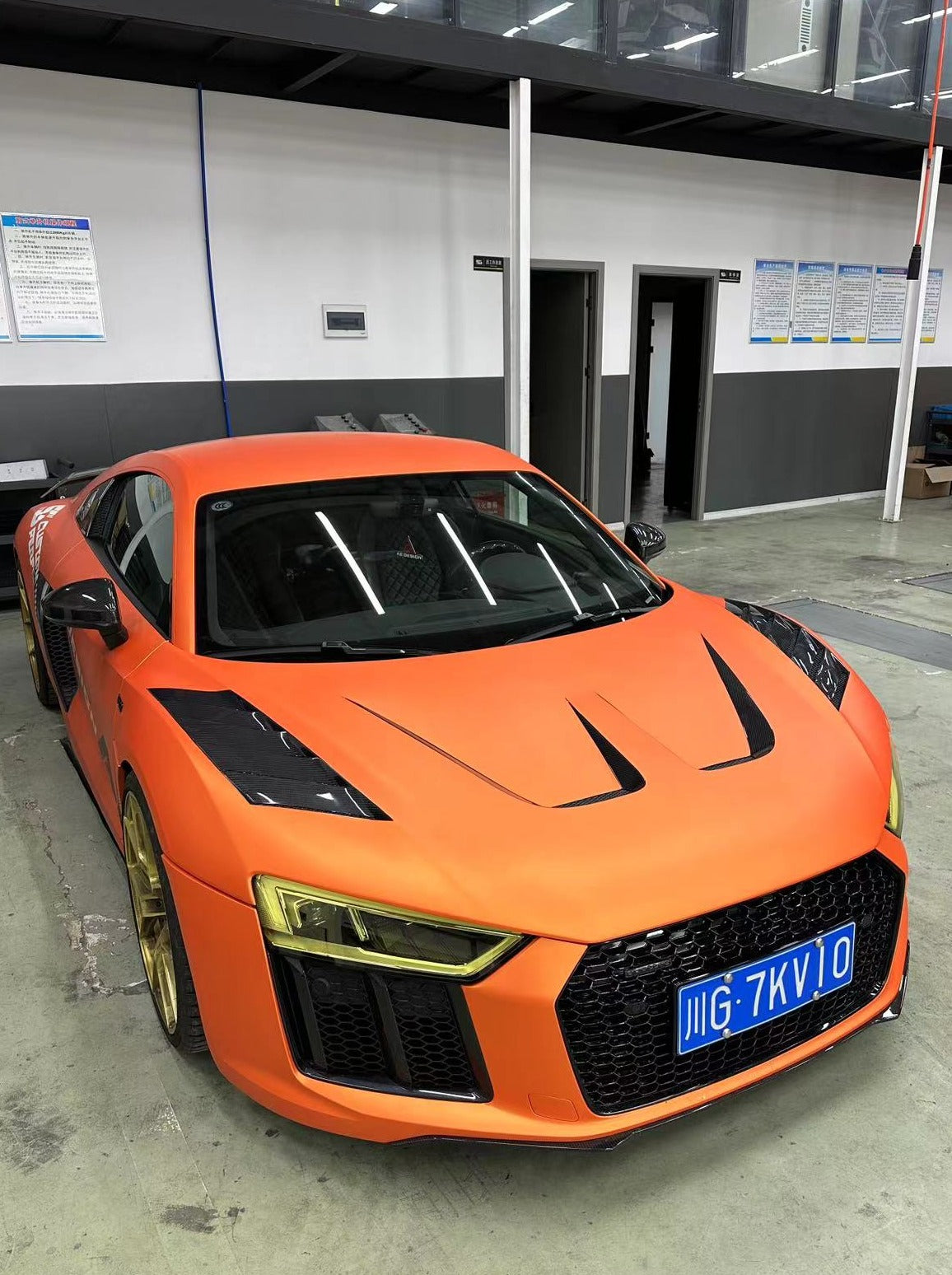 Audi R8 Gen 2 2017-2023 with Aftermarket Parts - AE Style Double-sided Carbon Fiber Hood Bonnet from ArmorExtend