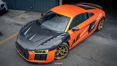 Audi R8 Gen 2 2017-2023 with Aftermarket Parts - AE Style Double-sided Carbon Fiber Hood Bonnet from ArmorExtend