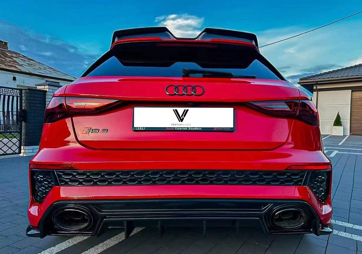 Audi RS3 8Y 2022-ON with Aftermarket Parts - Rear Diffuser & Canards Carbon Fiber from Ventus Veloce