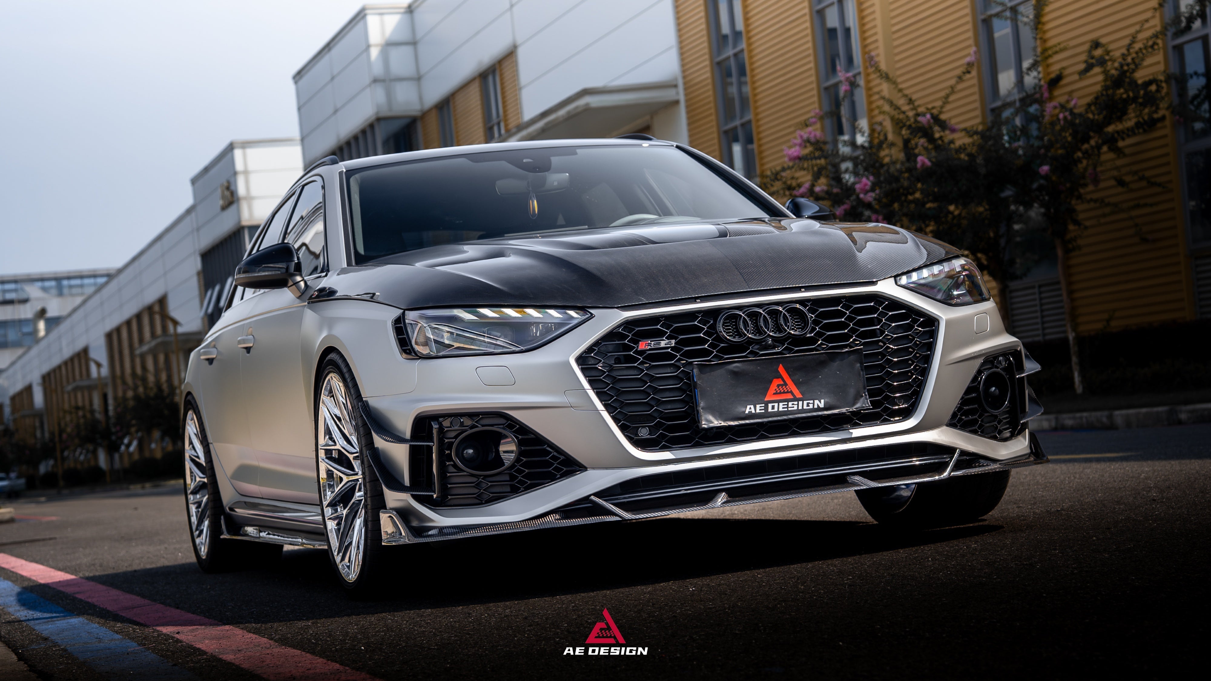 Audi RS4 B9.5 2020-ON with Aftermarket Parts - ART V2 Front Canards Dry Pre-preg Carbon Fiber from ArmorExtend