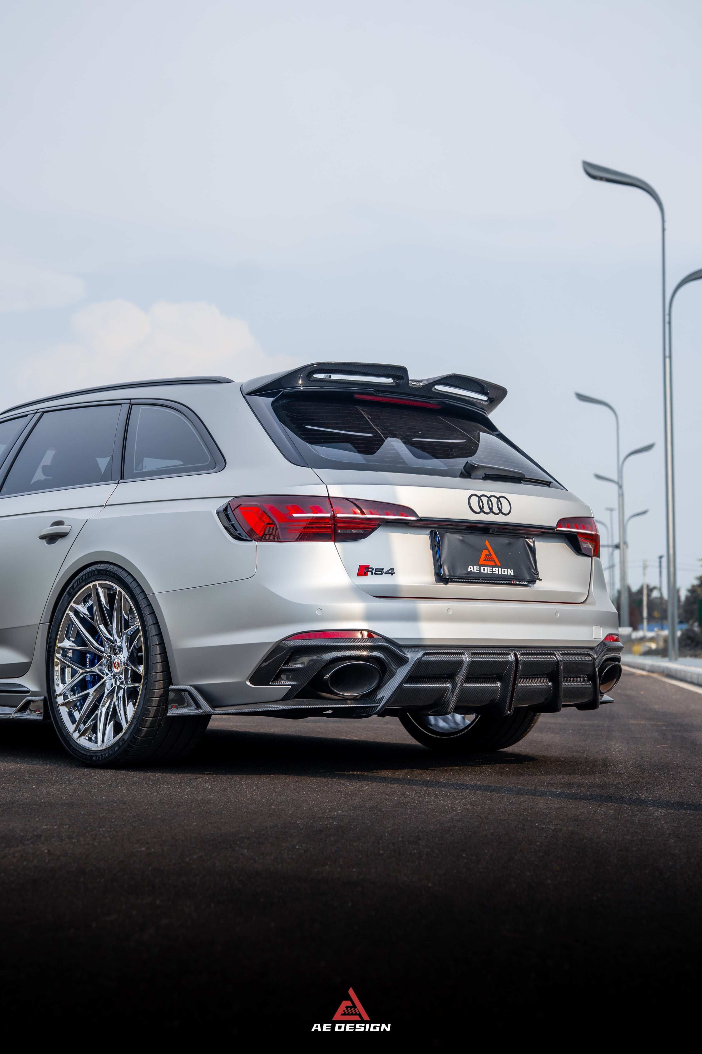 Audi RS4 B9 B9.5 2018-ON with Aftermarket Parts - ART V2 Rear Roof Spoiler Dry Pre-preg Carbon Fiber from ArmorExtend