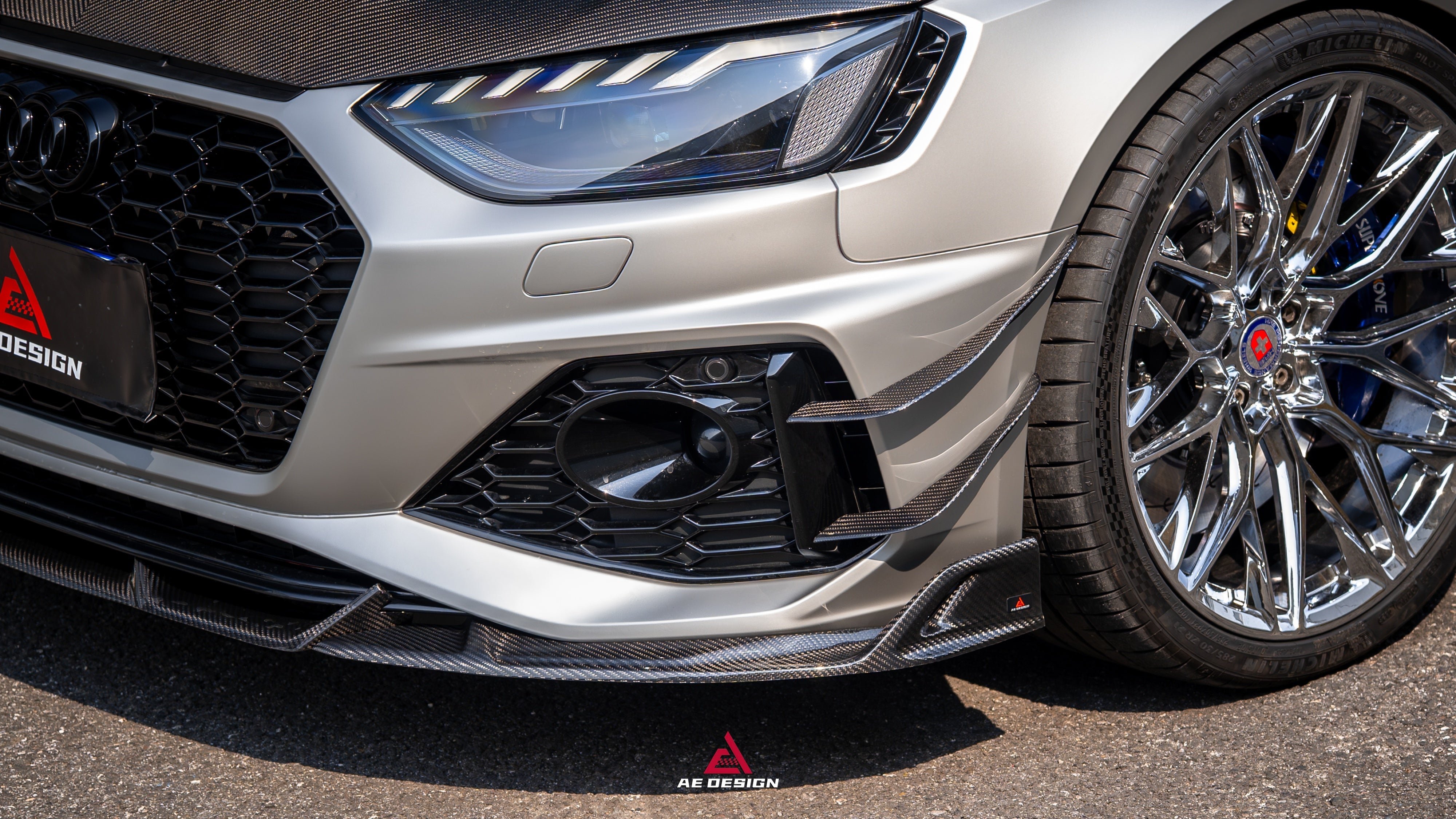 Audi RS4 B9.5 2020-ON with Aftermarket Parts - ART V2 Front Canards Dry Pre-preg Carbon Fiber from ArmorExtend