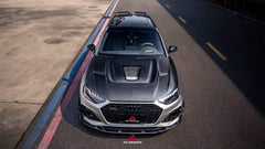 Audi RS4 B9 B9.5 2018-ON & S4 / A4 / A4 Allroad / A4 Avant B9 B9.5 2017-ON with Aftermarket Parts - ART Vented Transparent Glass V2 Hood Bonnet Dry Pre-preg Carbon Fiber from ArmorExtend