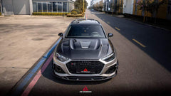 Audi RS4 B9 B9.5 2018-ON & S4 / A4 / A4 Allroad / A4 Avant B9 B9.5 2017-ON with Aftermarket Parts - ART Vented Transparent Glass V2 Hood Bonnet Dry Pre-preg Carbon Fiber from ArmorExtend
