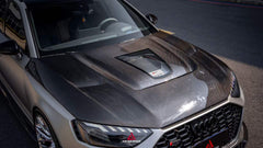 Audi RS4 B9 B9.5 2018-ON & S4 / A4 / A4 Allroad / A4 Avant B9 B9.5 2017-ON with Aftermarket Parts - ART Vented Transparent Glass V2 Hood Bonnet Dry Pre-preg Carbon Fiber from ArmorExtend