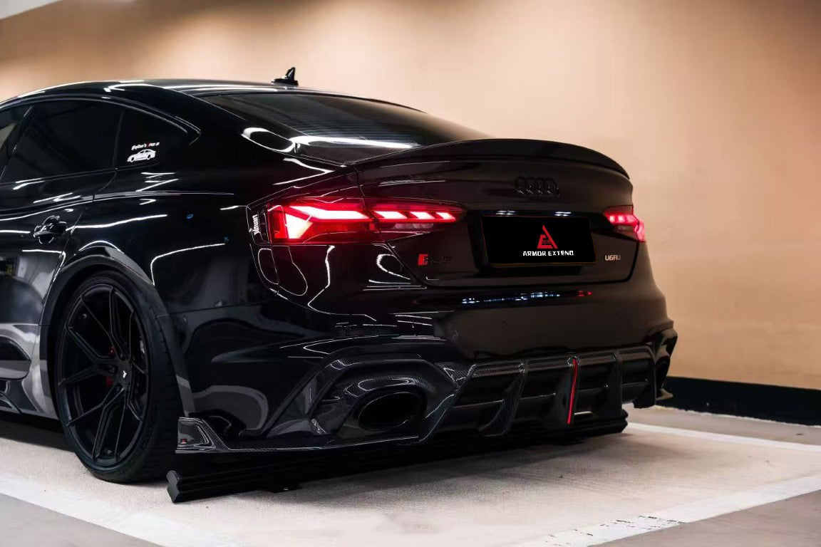 Audi RS5 B9.5 2020 2021 2022 2023 2024 2025 with Aftermarket Parts - AE V2 Style Rear Diffuser & Canards Dry Pre-preg Carbon Fiber from ArmorExtend
