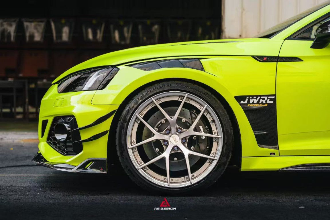 Audi RS5 B9.5 2020 2021 2022 2023 2024 2025 with Aftermarket Parts - AE V2 Style Front Canards Dry Pre-preg Carbon Fiber from ArmorExtend