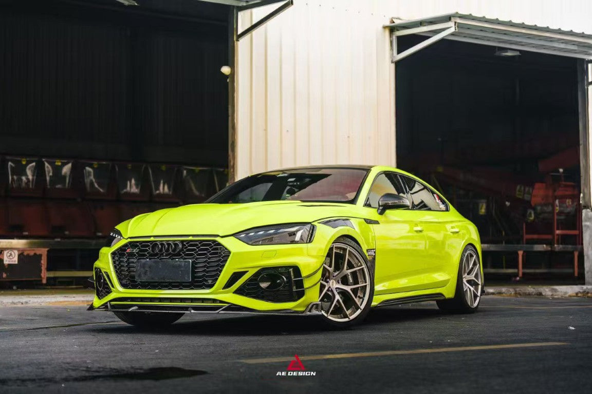 Audi RS5 B9.5 2020 2021 2022 2023 2024 2025 with Aftermarket Parts - AE V2 Style Front Lip Dry Pre-preg Carbon Fiber from ArmorExtend