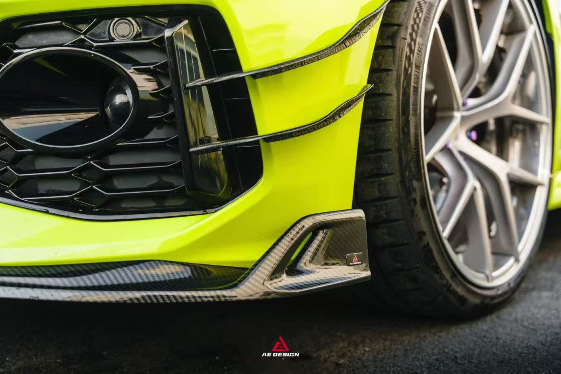 Audi RS5 B9.5 2020 2021 2022 2023 2024 2025 with Aftermarket Parts - AE V2 Style Front Canards Dry Pre-preg Carbon Fiber from ArmorExtend