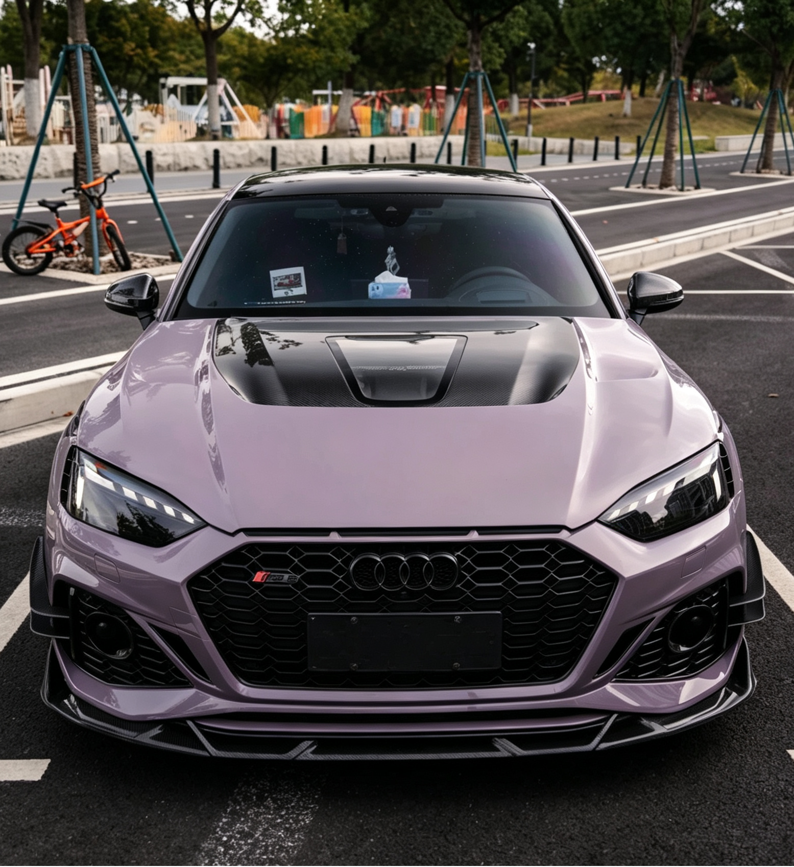 Audi RS5 S5 A5 B9 B9.5 2017 2018 2019 2020 2021 2022 2023 2024 2025 with Aftermarket Parts - ART Vented Transparent Glass V2 Style Hood Bonnet Dry Pre-preg Carbon Fiber from ArmorExtend