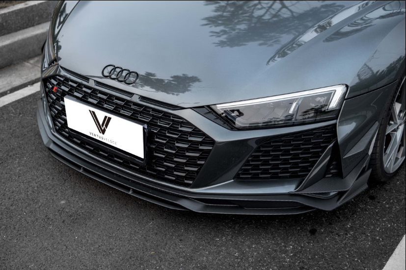 Audi R8 Gen 2 Facelift 2020 2021 2022 2023 with Aftermarket Parts - Front Lip Carbon Fiber / FRP from Ventus Veloce
