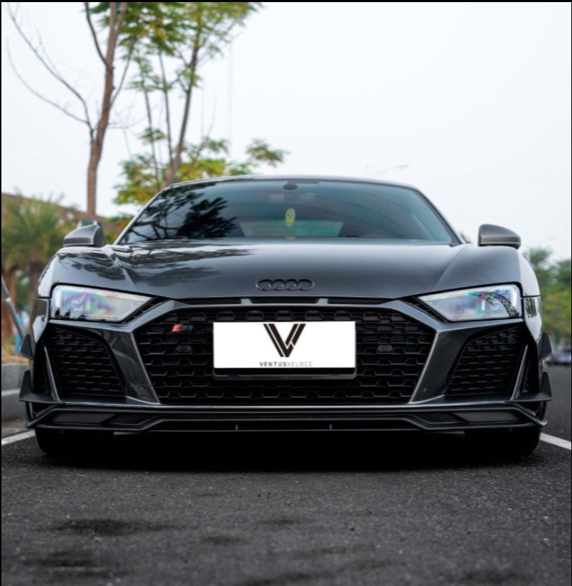 Audi R8 Gen 2 Facelift 2020 2021 2022 2023 with Aftermarket Parts - Front Lip Carbon Fiber / FRP from Ventus Veloce