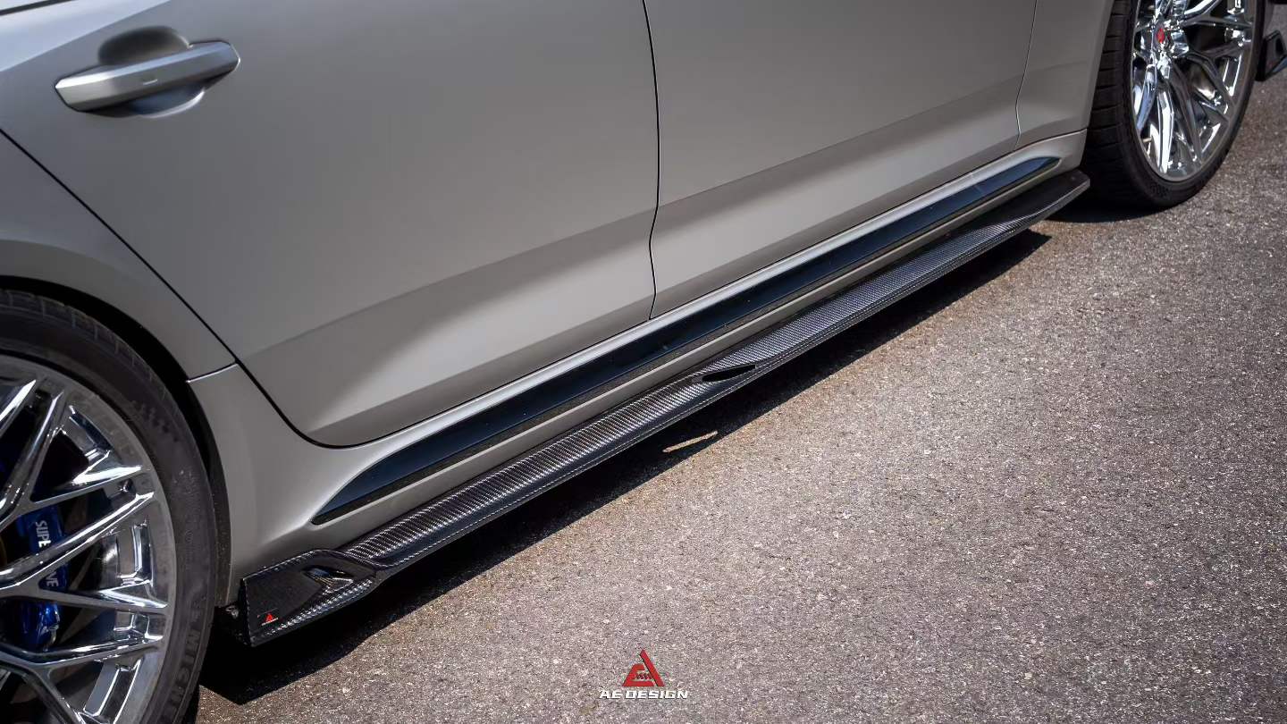 Audi RS5 B9.5 2020 2021 2022 2023 2024 2025 with Aftermarket Parts - ART V2 Style Side Skirts Dry Pre-preg Carbon Fiber from ArmorExtend