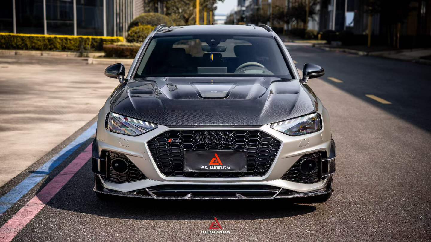 Audi RS5 S5 A5 B9 B9.5 2017 2018 2019 2020 2021 2022 2023 2024 2025 with Aftermarket Parts - ART Vented Transparent Glass V2 Style Hood Bonnet Dry Pre-preg Carbon Fiber from ArmorExtend