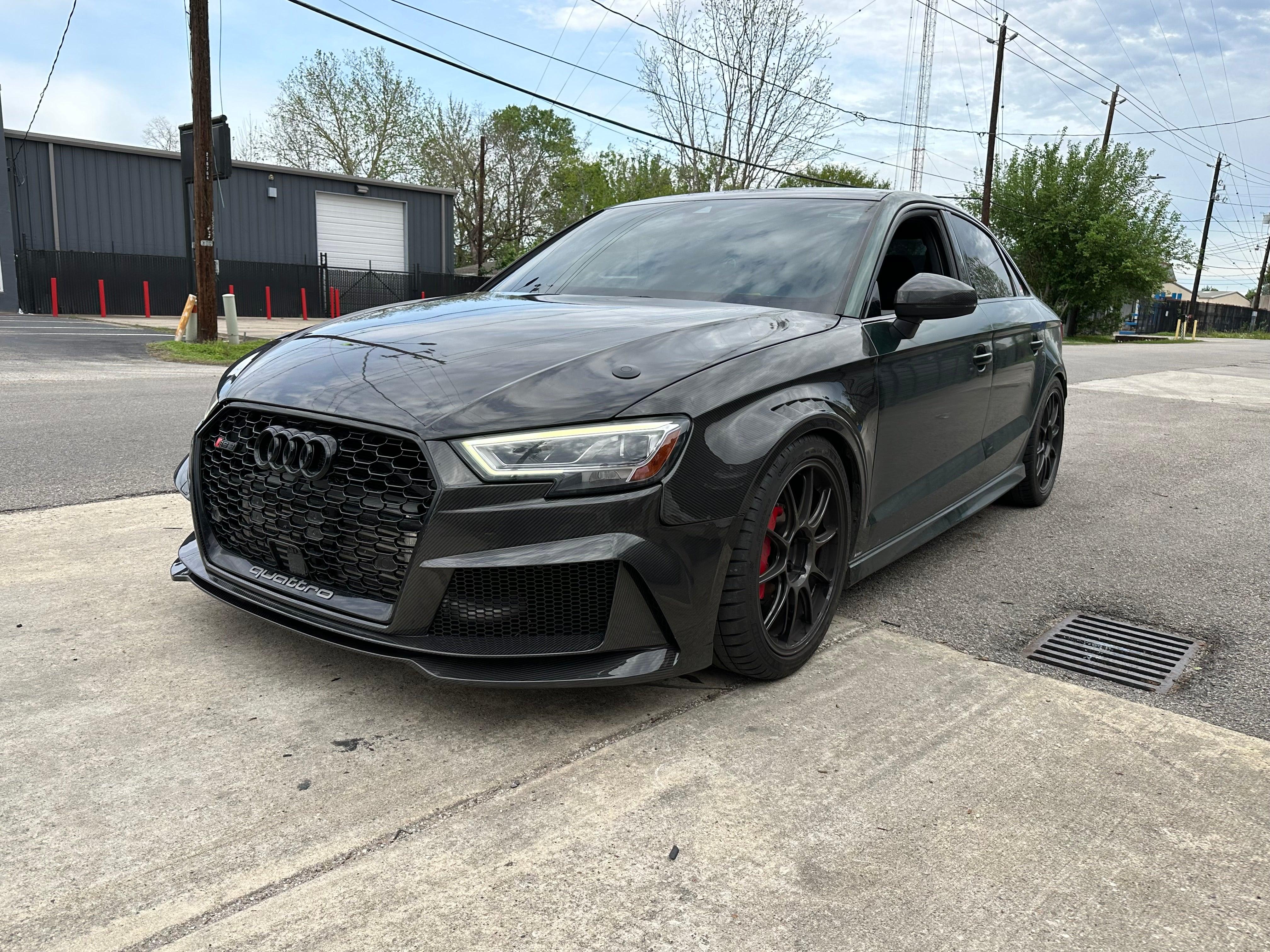 Audi S3 A3 8V.5 2017 2018 2019 2020 with Aftermarket Parts - Front Bumper Pre-preg Carbon Fiber from Karbel Carbon