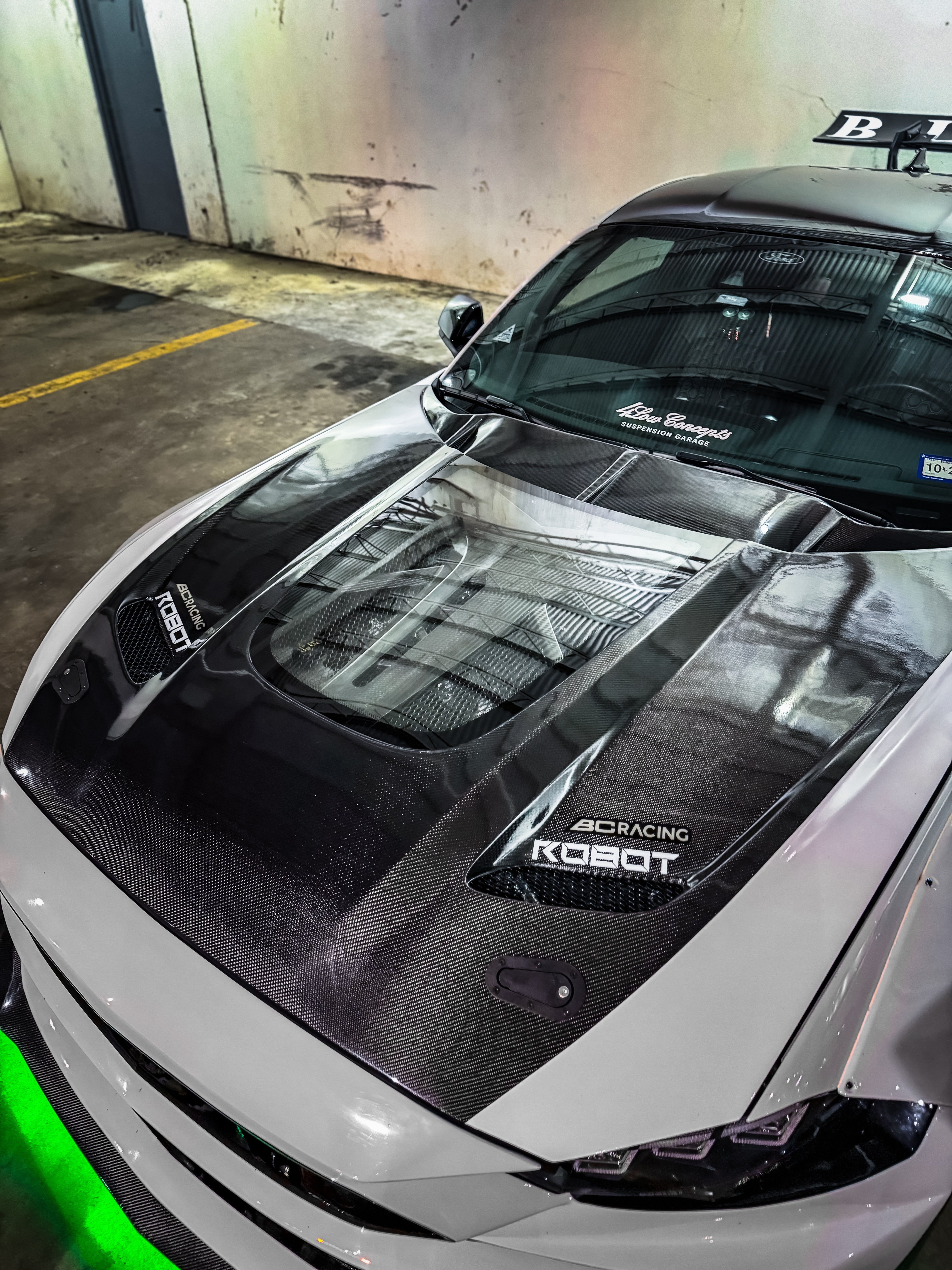 Ford Mustang Ecoboost V6 GT S550.1 2015-2017 & Mustang Ecoboost V6 GT March1 Bullitt S550.2 2018-2023 with Aftermarket Parts - "DAWN"  Hood Bonnet Carbon Fiber / FRP from Robot Craftsman