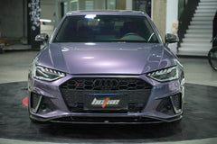 Audi S4 / A4 (with S-line bumper) B9.5 2020 2021 2022 2023 2024 with Aftermarket Parts - V2 Front Lip Pre-preg Carbon Fiber from BCTXE Tuning