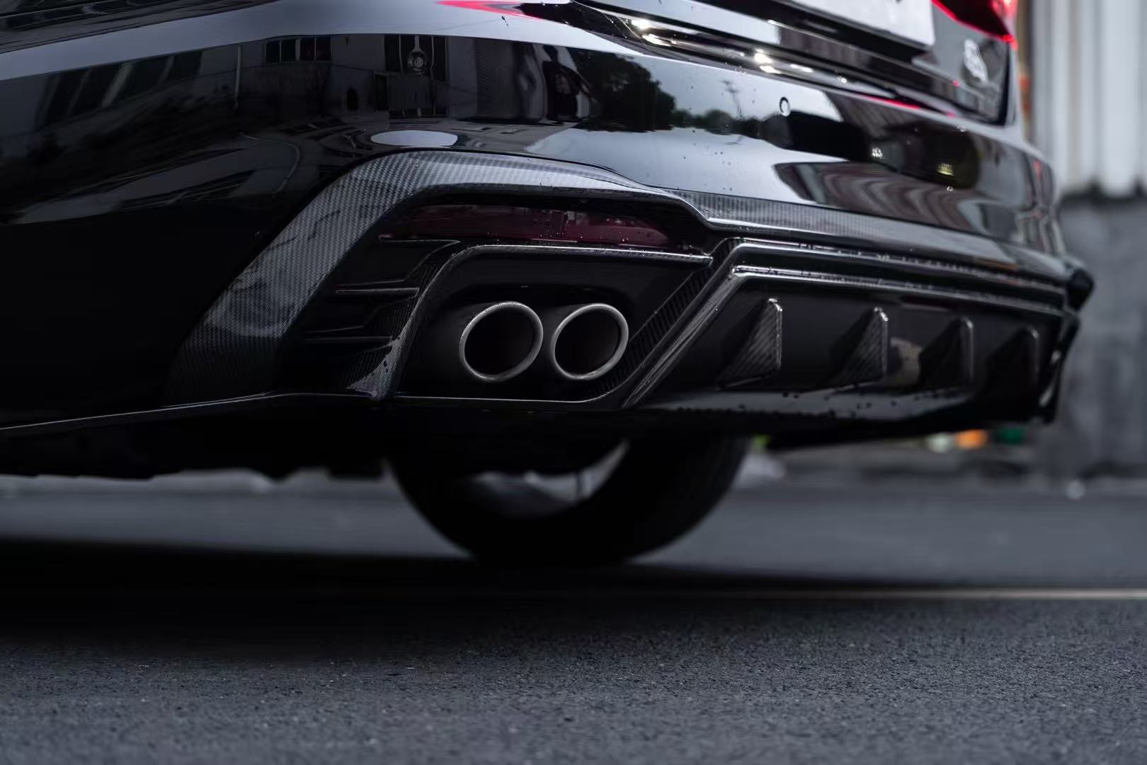 Audi S4 / A4 (With S-line Bumper) B9.5 2020-ON with Aftermarket Parts - With & Without Light Rear Diffuser Pre-preg Carbon Fiber from BCTXE Tuning