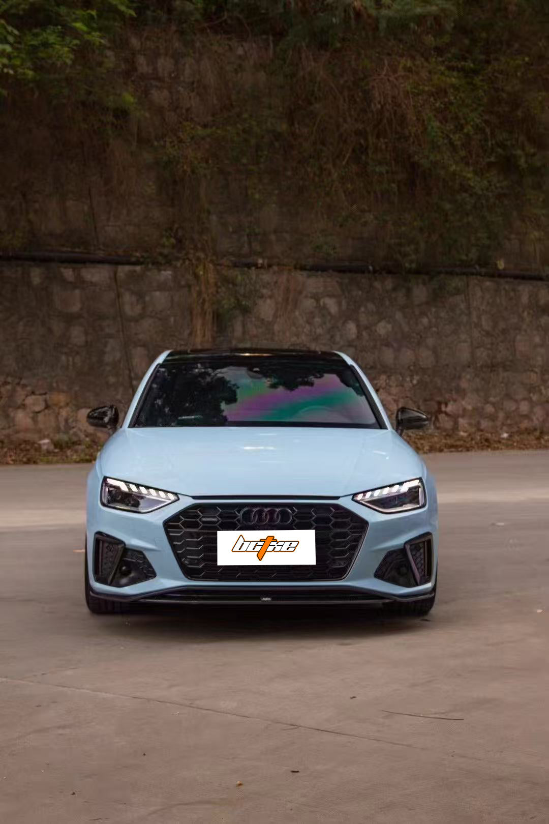 Audi S4 / A4 (with S-line bumper) B9.5 2020 2021 2022 2023 2024 with Aftermarket Parts - V2 Front Lip Pre-preg Carbon Fiber from BCTXE Tuning