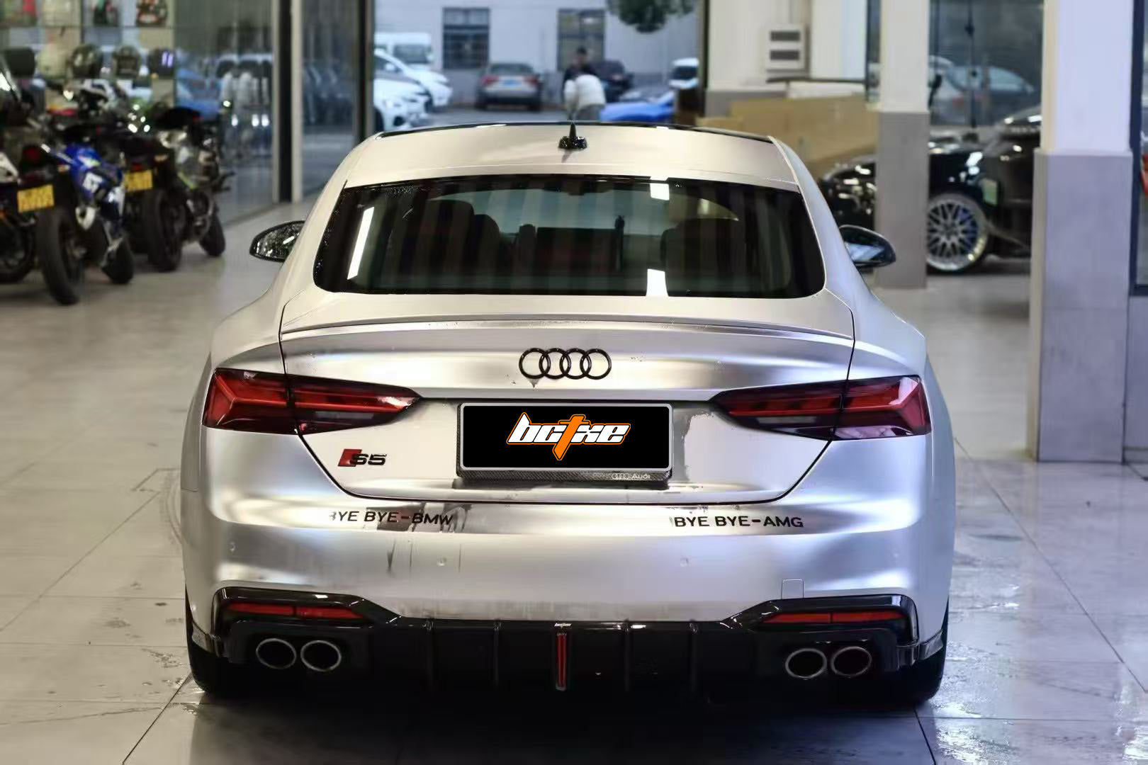 Audi S5 A5 S-line (with s-line bumper, does not base model) B9.5 2020 2021 2022 2023 2024 with Aftermarket Parts - V2 Rear Diffuser Pre-preg Carbon Fiber from BCTXE Tuning