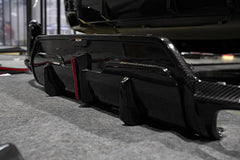 BMW 3 Series 330i (with M-package bumper, does not fit base model) M340i G20 G21 LCI 2023 2024 with Aftermarket Parts - Rear Diffuser Pre-preg Carbon Fiber from BCTXE Tuning
