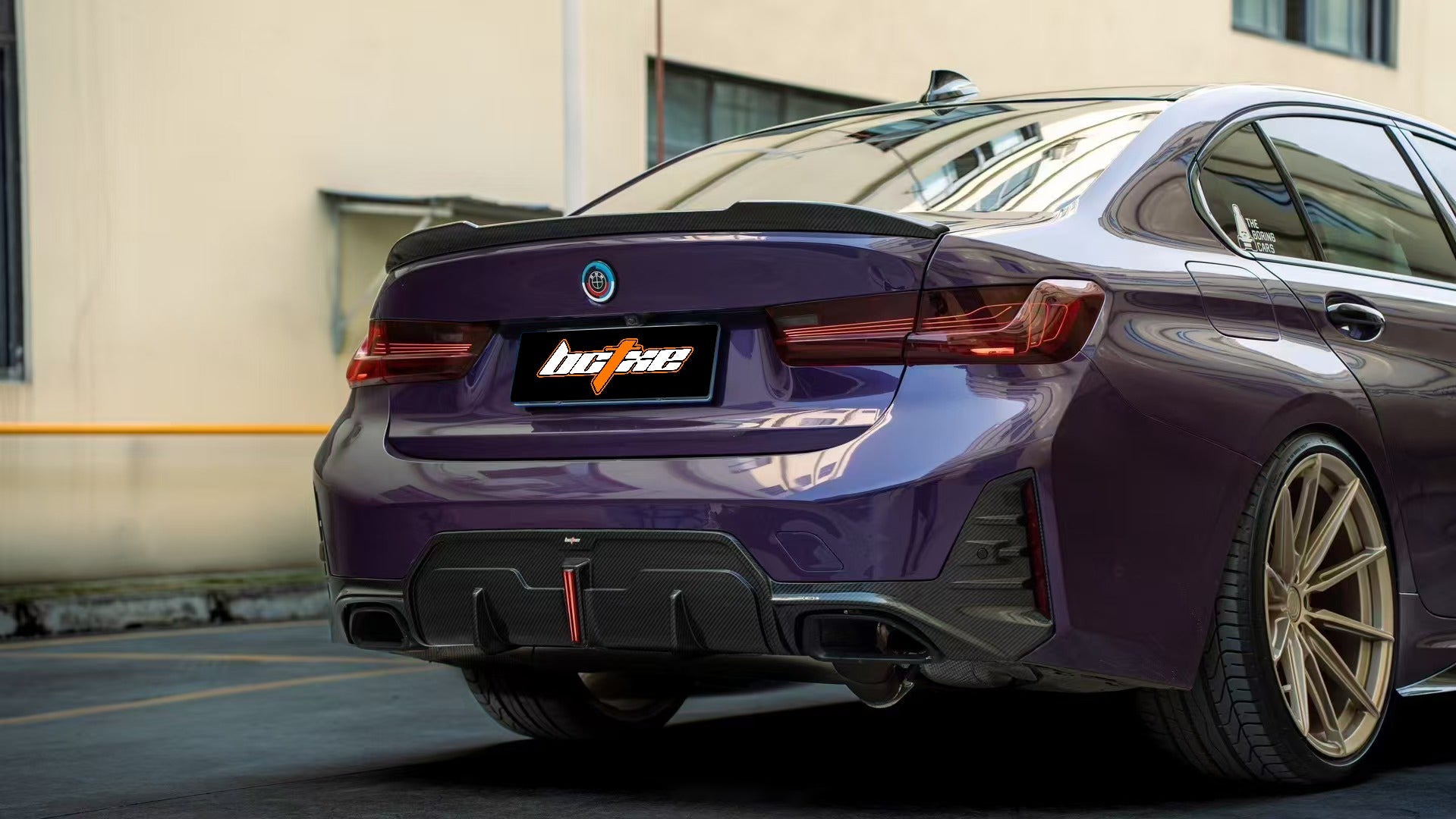BMW 3 Series 330i (with M-package bumper, does not fit base model) M340i G20 G21 LCI 2023 2024 with Aftermarket Parts - Rear Diffuser Pre-preg Carbon Fiber from BCTXE Tuning