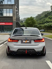 BMW 3 Series 330i (with M-package bumper, does not fit base model) M340i G20 G21 LCI 2023 2024 with Aftermarket Parts - Rear Diffuser Pre-preg Carbon Fiber from BCTXE Tuning