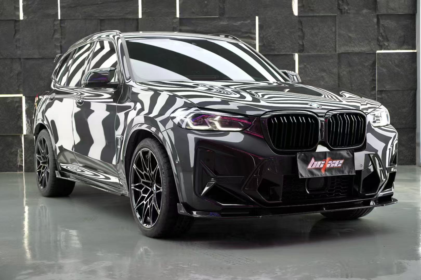 BMW X3M X3MC F97 LCI 2022 2023 2024 & X4M X4MC F98 LCI 2022 2023 2024 with Aftermarket Parts - Fiber Side Vent Bumper Valences Pre-preg Carbon from BCTXE Tuning