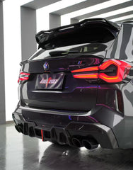 BMW X3M X3MC (F97) LCI 2022 2023 2024 with Aftermarket Parts - Rear Roof Spoiler Pre-preg Carbon Fiber from BCTXE Tuning