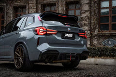 BMW X3M X3MC (F97) LCI 2022 2023 2024 with Aftermarket Parts - Rear Roof Spoiler Pre-preg Carbon Fiber from BCTXE Tuning