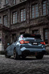 BMW X3M X3MC (F97) LCI 2022 2023 2024 with Aftermarket Parts - Rear Roof Spoiler Pre-preg Carbon Fiber from BCTXE Tuning